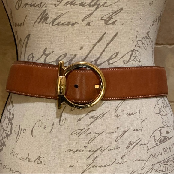 cognac ferragamo belt